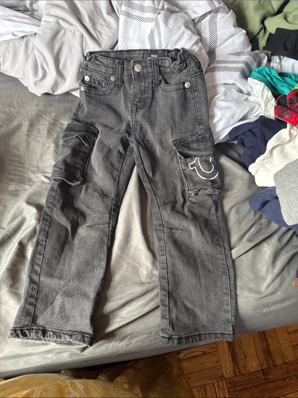 True Religion Gray Cargo Jeans for Kids